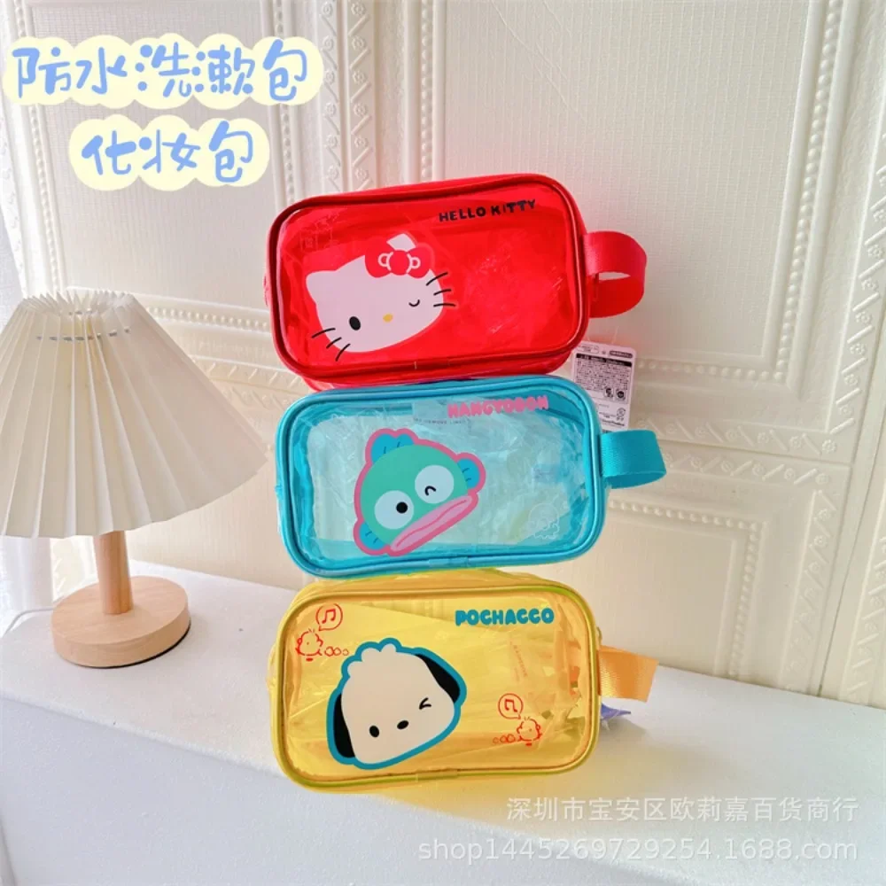 

Sweet Kawaii Hello Kitty Anime Pvc Makeup Bag Sanrio Kuromi Hangyodon Cute Girl Heart Waterproof Toiletry Bag Gift for Kids