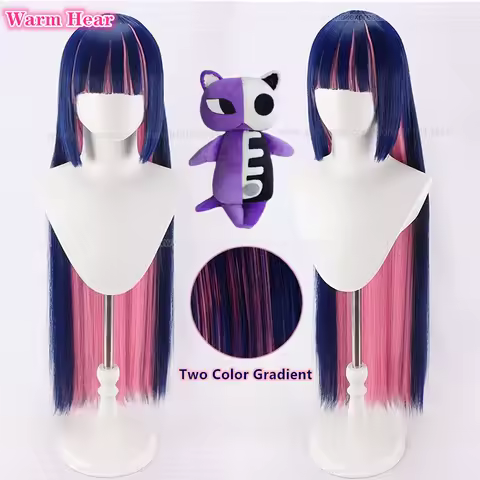 In Stock Anime Stocking Anarchy Synthetic Long 110cm Straight Hair Cosplay Wig Heat Resistant Hair Halloween Party Wigs +Wig Cap
