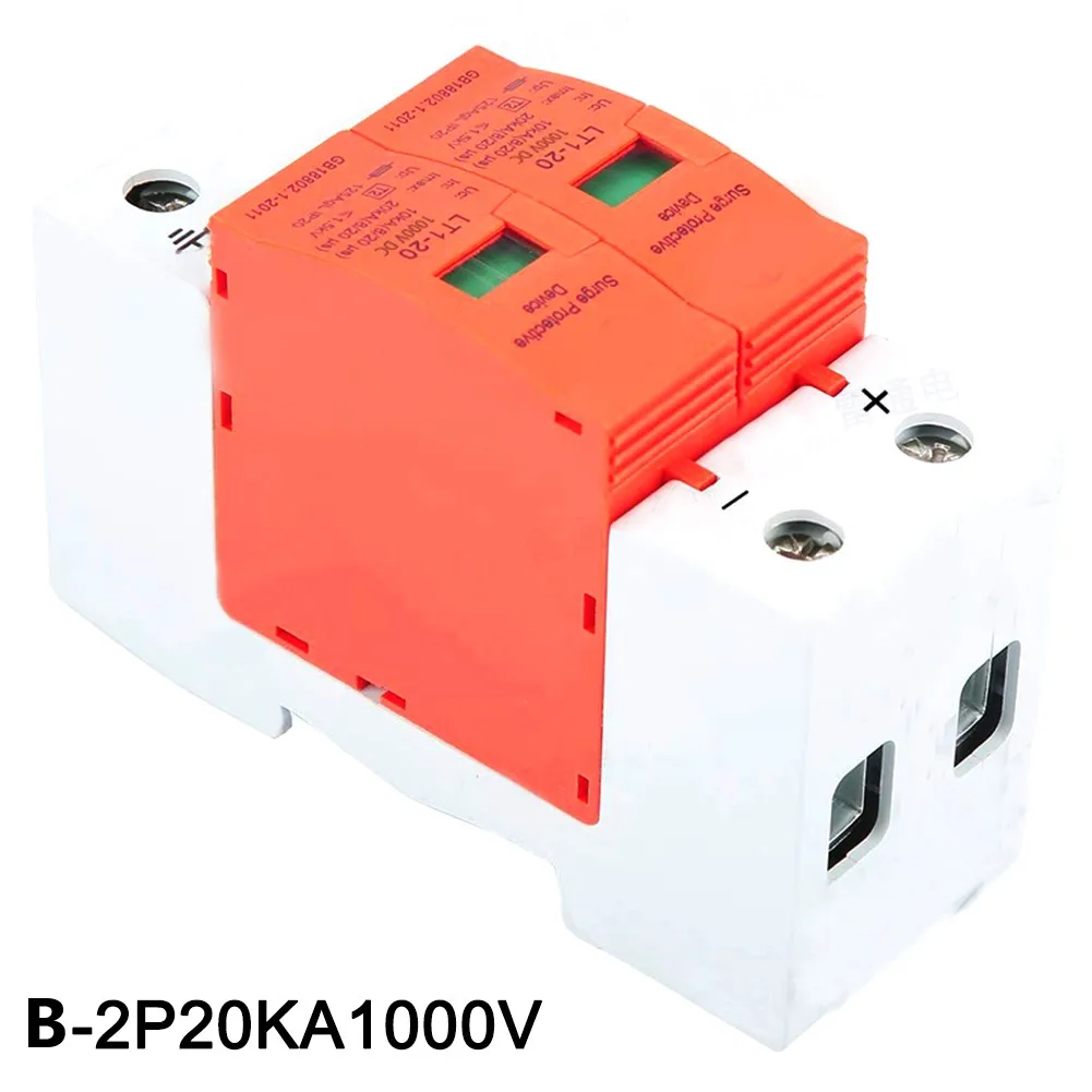 1pc Power Surge Protective Device SP Arrester Low Voltage House 91*36*64 Mm Pole Surge Voltage Protection 2P 20KA DC 500V/1000V