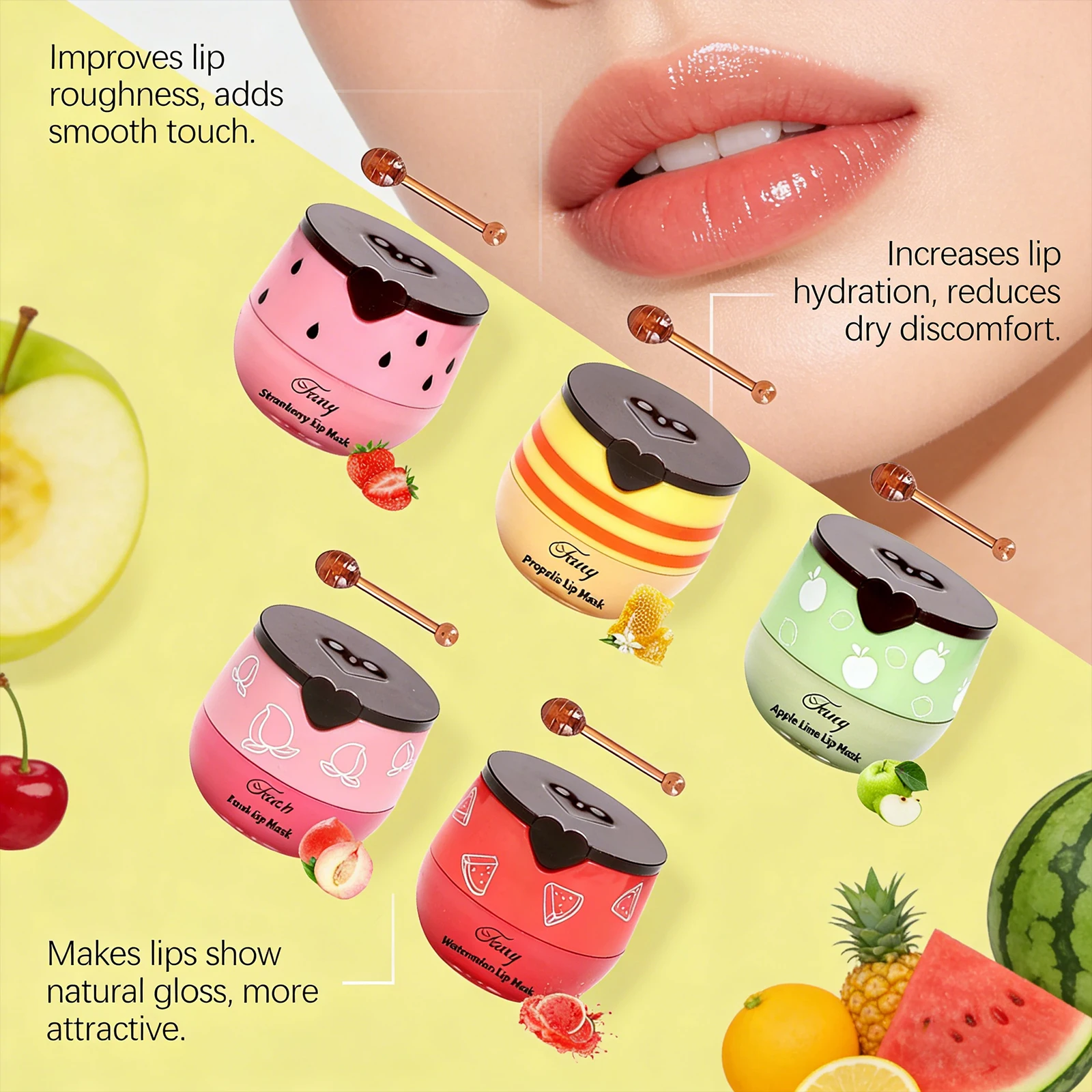 Propolis Lip Mask Moisturizing Repairing Lip Balm Stick Fade Lip Lines Hydrating Nourishing Overnight Lip Care For Dry Cracked