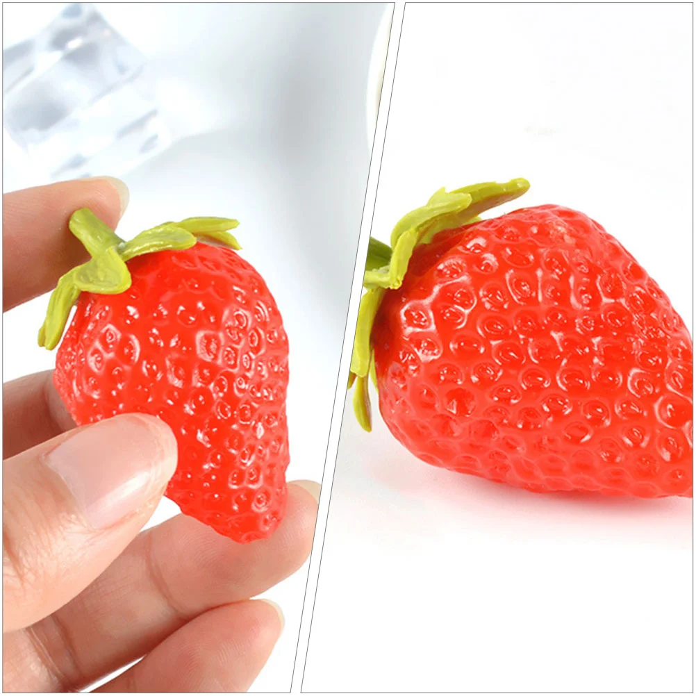 6 Pcs Strawberry Decoration Simulated Artificial Fruits Toy Child Milk Accessories Strawberries