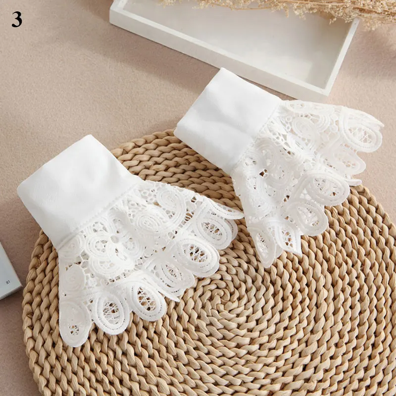 Embroidery Lace Daisy Fake Sleeves DIY Detachable Cuffs Elastic Wild Wrist Pleated Organ Lolita Fake Sleeves Cuff Extension