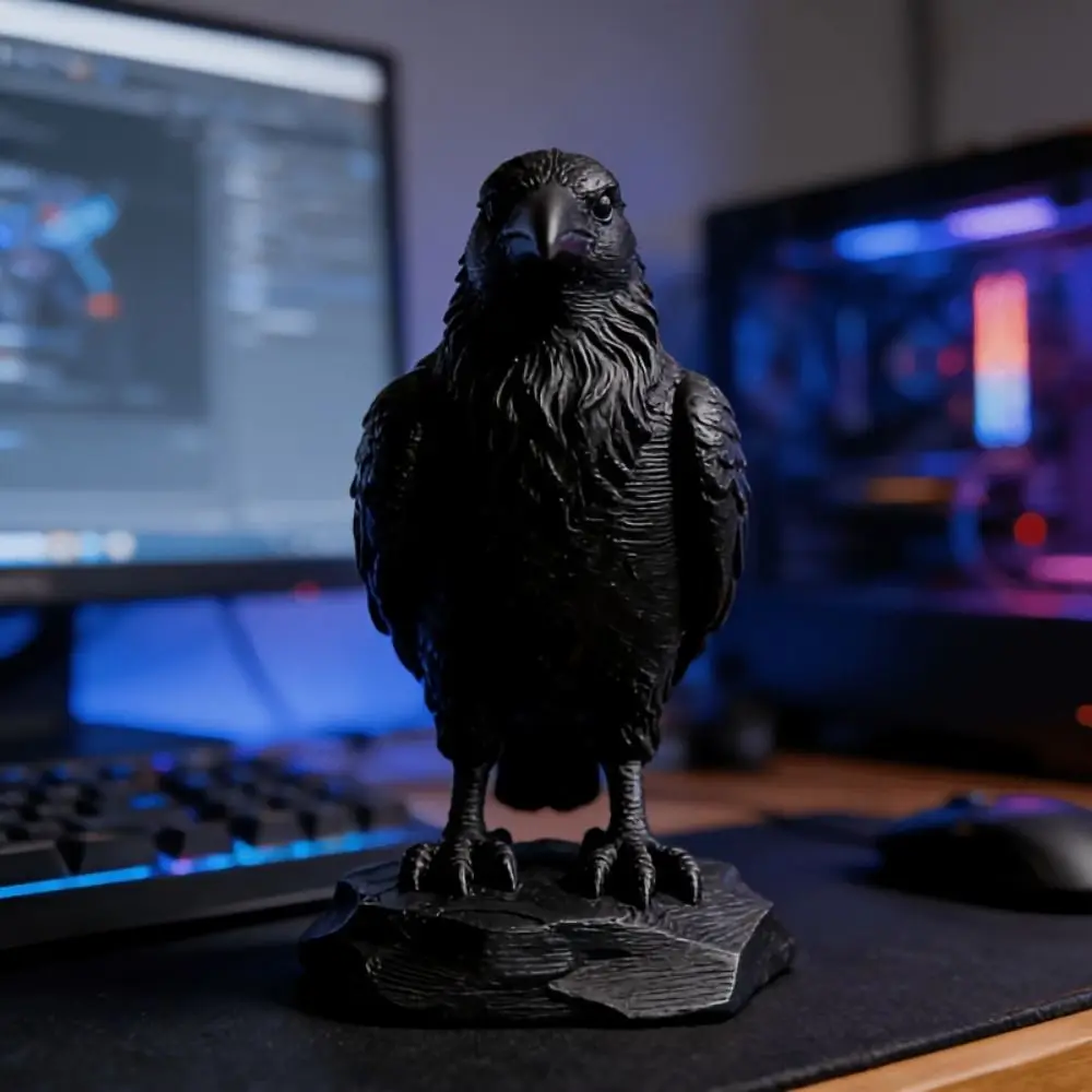 Gifts Gothic Style Crow Statue Crafts Raven Prop 3D Printed Crow Ornaments Home Decoration Bird Ornaments Craft Farm - view 4