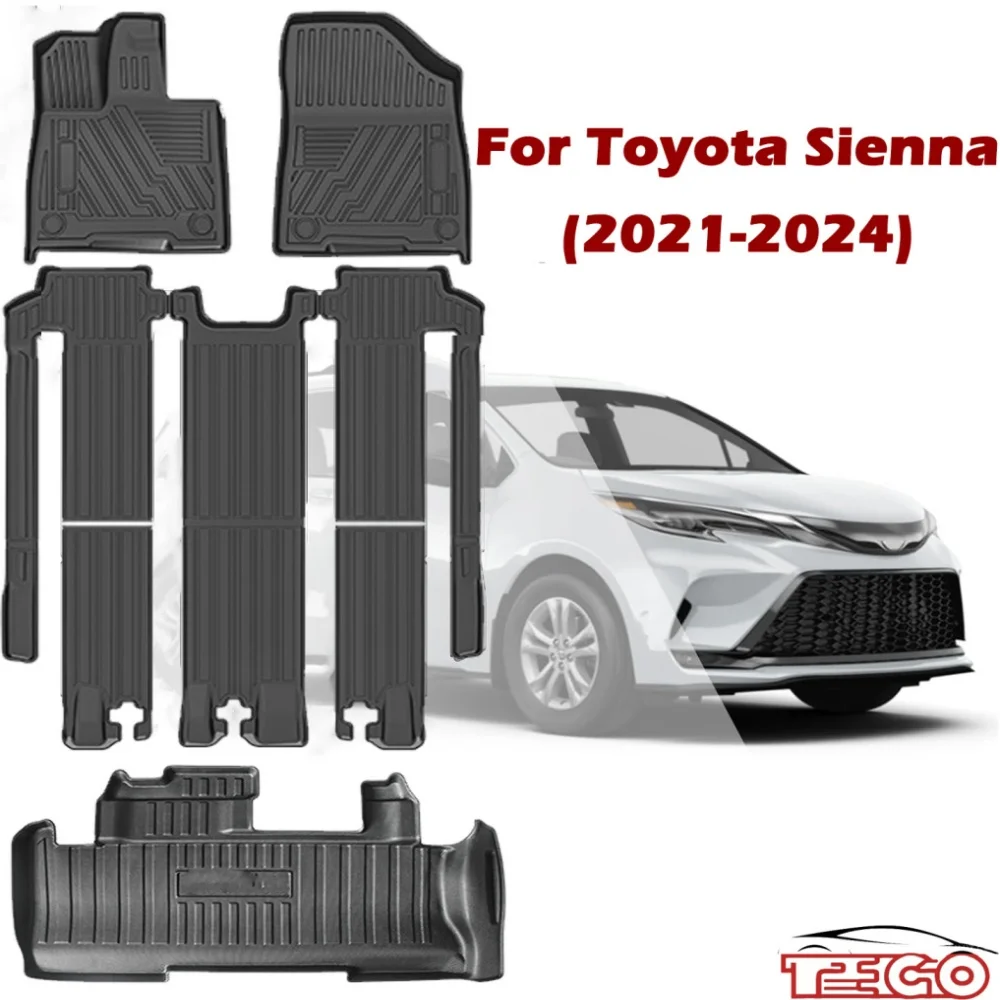 TPE Floor Mats for Toyota Sienna 2021-2024,All Weather Car Floor Mats&Cargo Liner Accessories(Only Fit 7 Seater with Spare Tire)