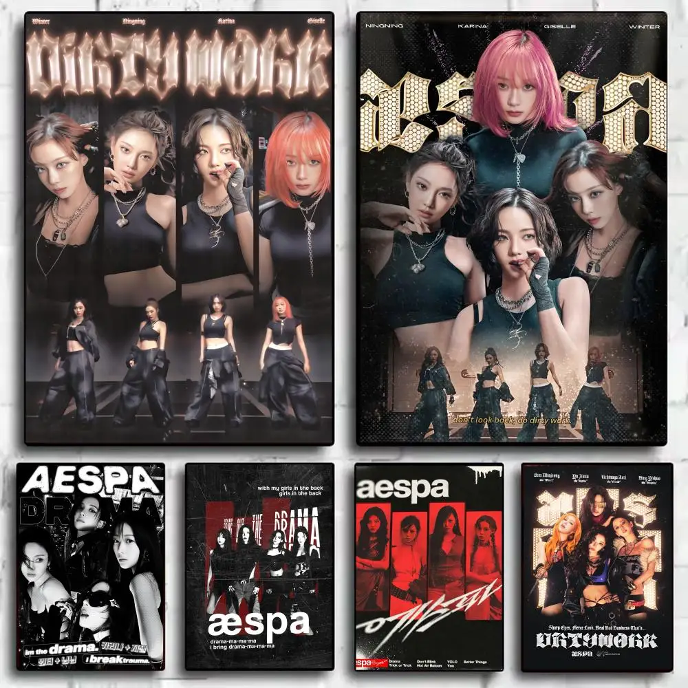 

KPOP Korean Girl Group A-aespa Painting Calligraphy Canvas Posters Wallart for Living Room Painting Decor Room Decor Wall Decor