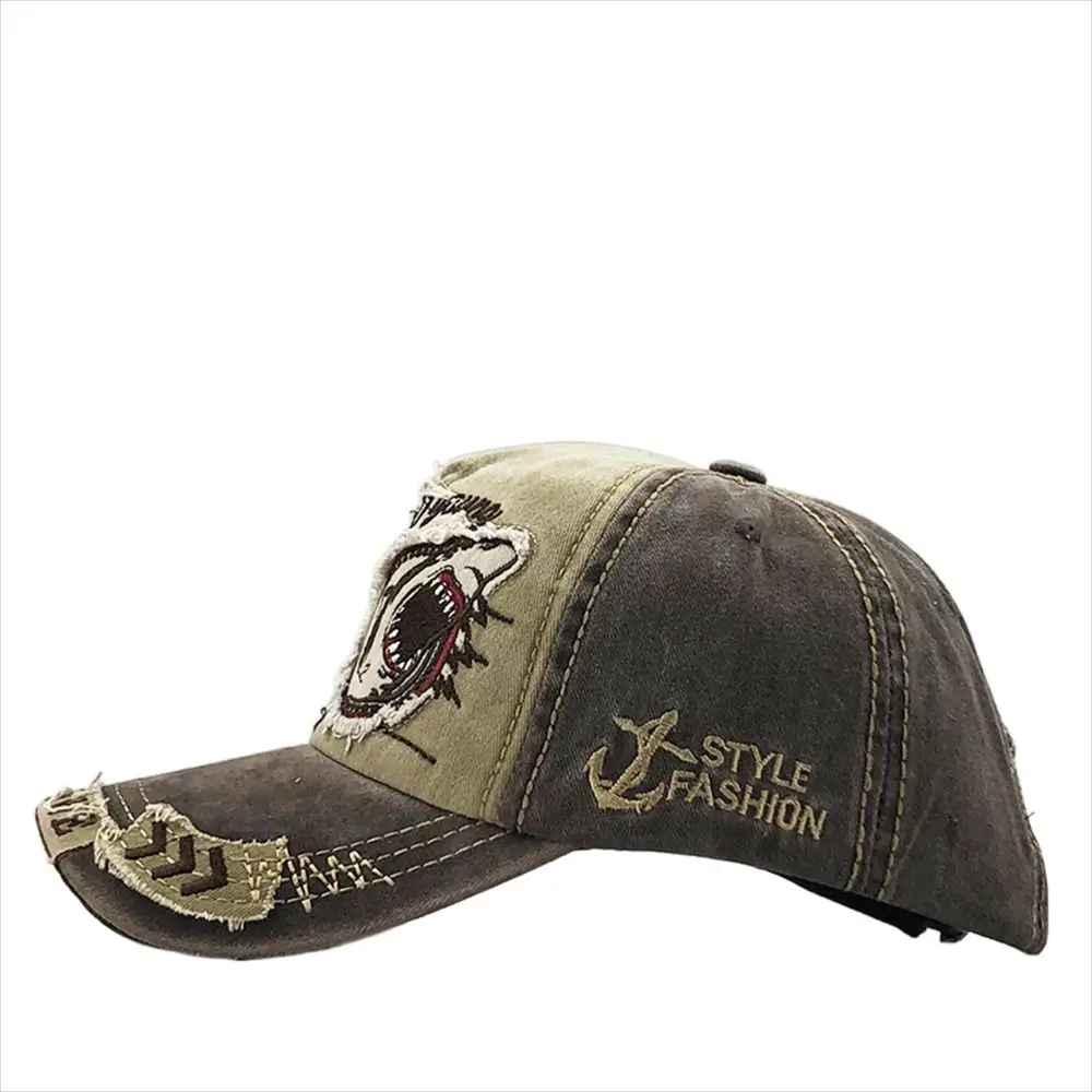 

Модная бейсболка с вышивкой в виде акулы, регулируемая, с защитой от солнца, летняя, в стиле тракер, с эффектом потертости