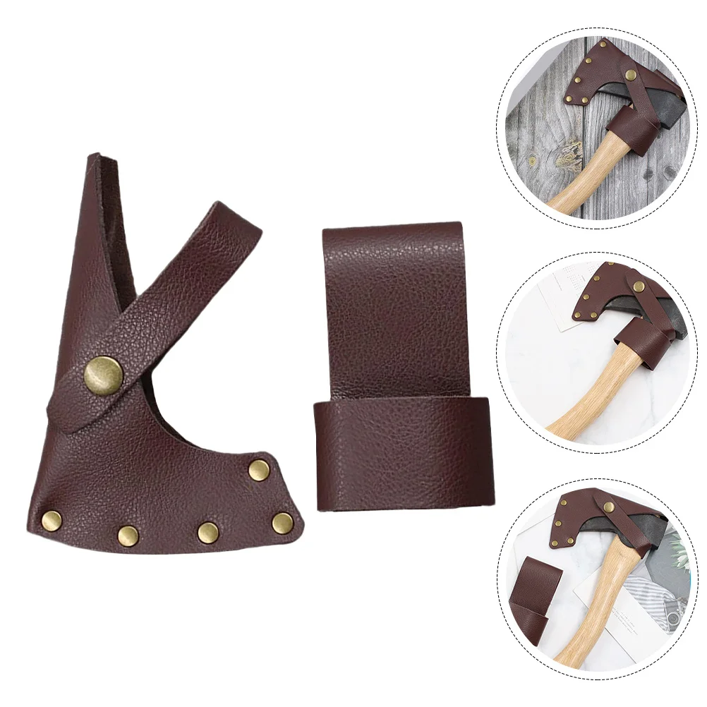 1 Juego de funda protectora duradera de PU para hacha, funda protectora portátil gruesa para acampar al aire libre, funda profesional