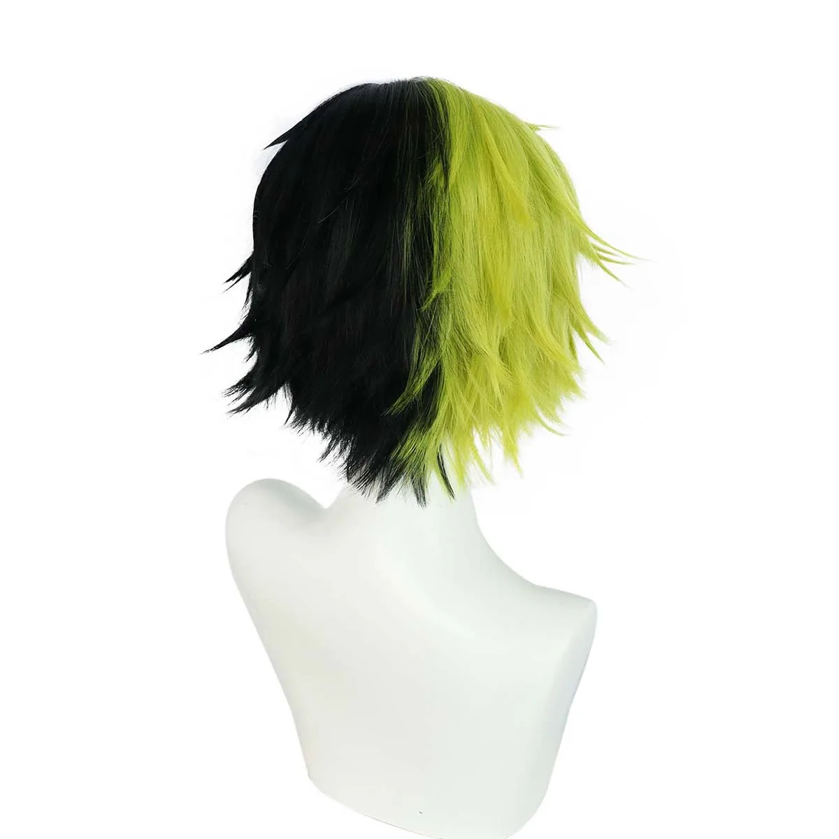 Men Anime Mashle: Magic and Muscles Rayne Ames Short Black & Green Wig view 5