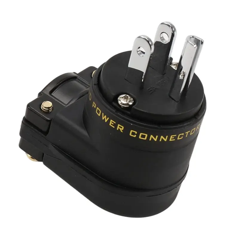 ABJF-Hifi Power Connector Rhodium Plating L-Shaped Right Angle Male Power Plug To IEC C13 Socket Main Power Adapter US Plug