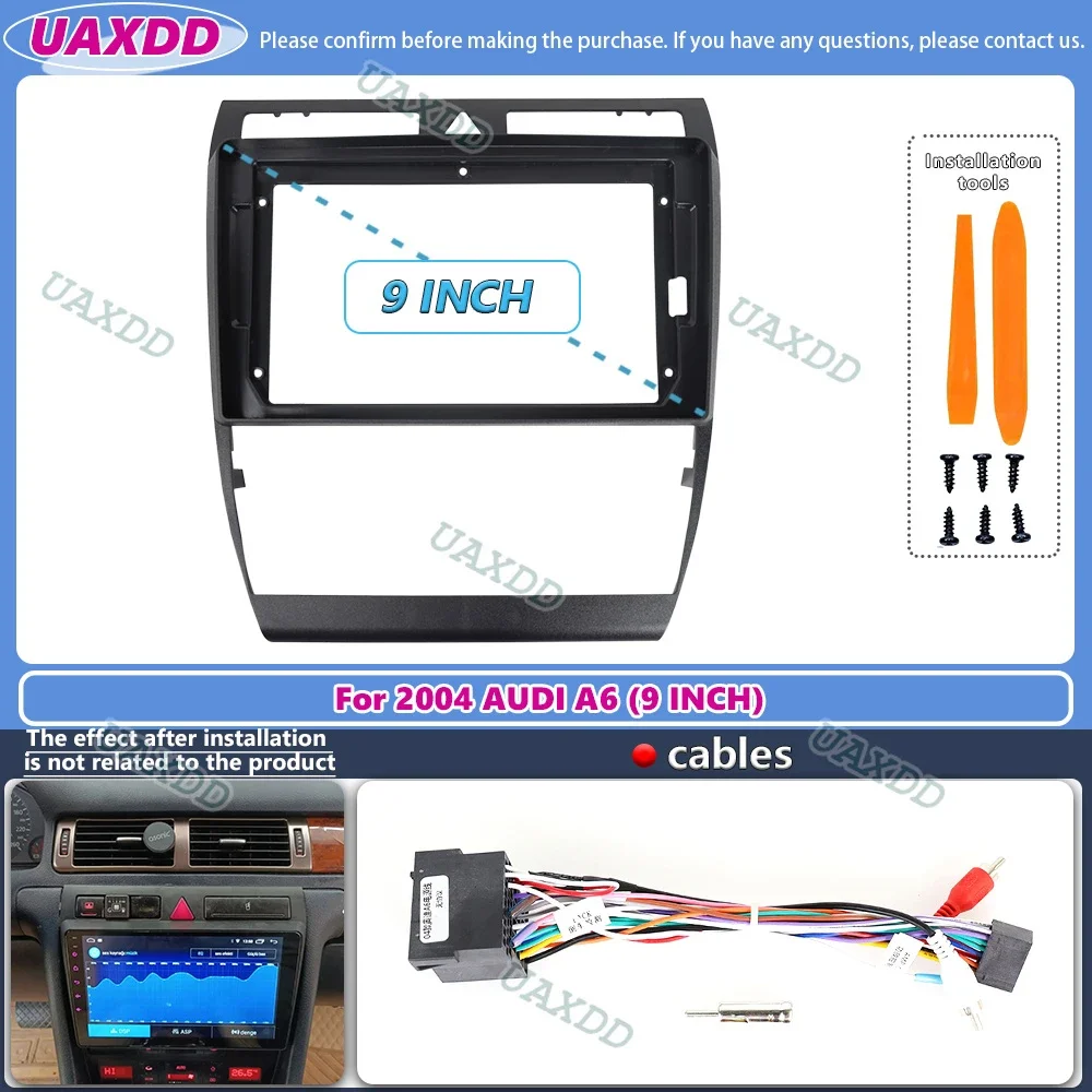 For 2004 AUDI A6 9INCH 2 Din Car Stereo Radio CD Android Frame Panel Fascia Cable Video Harness Adapter Dashboard Decoder Canbus