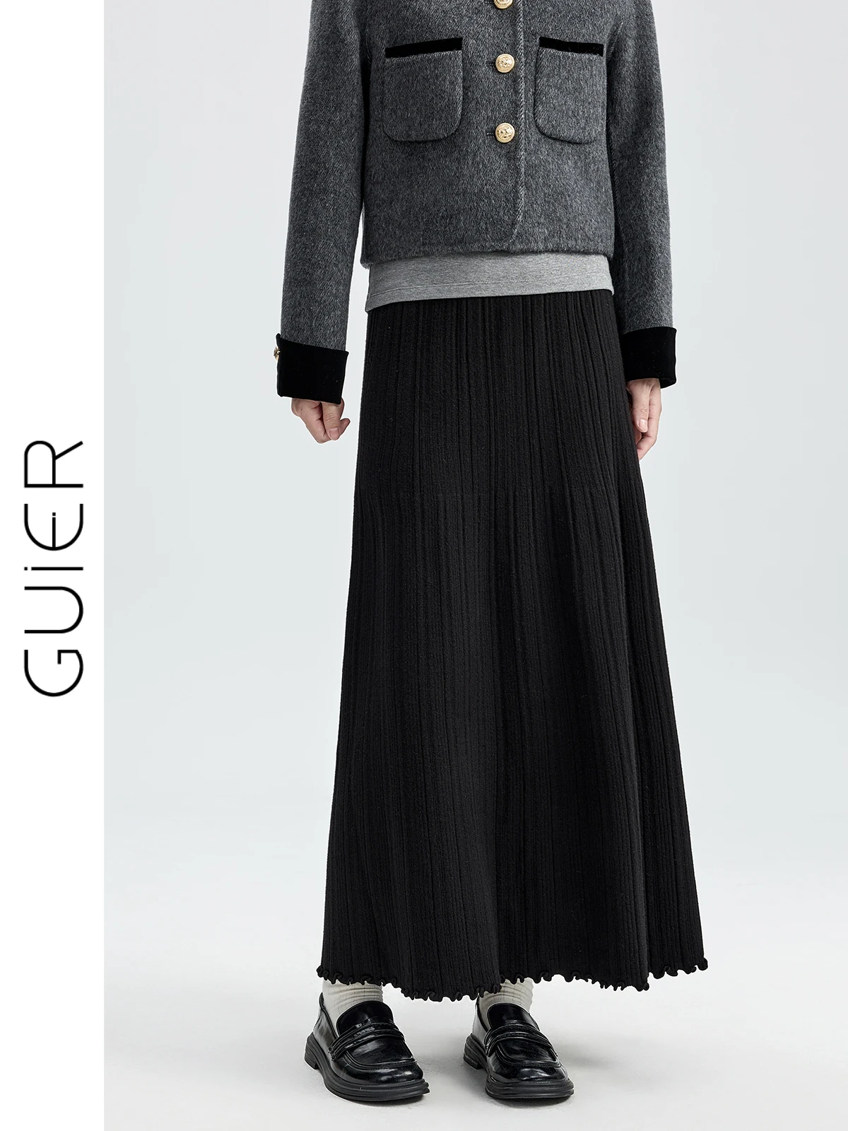 

Вязаная юбка А-силуэта Bla для женщин, с высокой талией, плиссированная, утягивающая, повседневная, осенне-зимняя, новинка