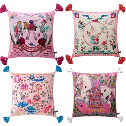 Pink Pillow Luxury Zebra Leopard Print Cushion Case Flora Velvet Decorative Pillow Cover For Sofa Chair Home Decorations