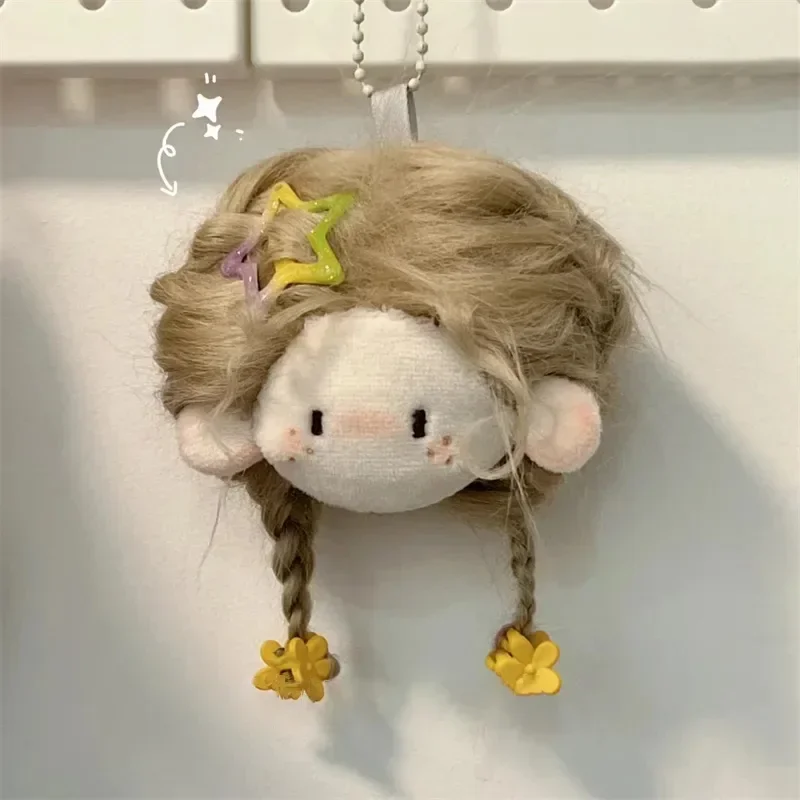 Plush Doll Keychains DIY Ball Head Fried Cotton Pendants Funny Pendant Room Doll Toy Keychain Lovely Hanging Charm Bag Accessory