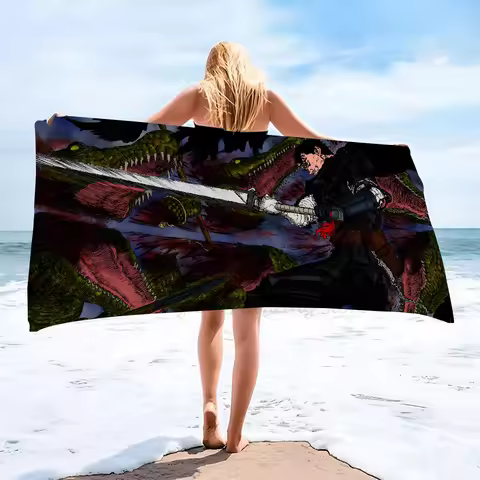 1pc Anime B-Berserk Towel Microfiber Beach Towel Quick Dry Kids Beach Blanket Soft Unisex Camping Pool Towel
