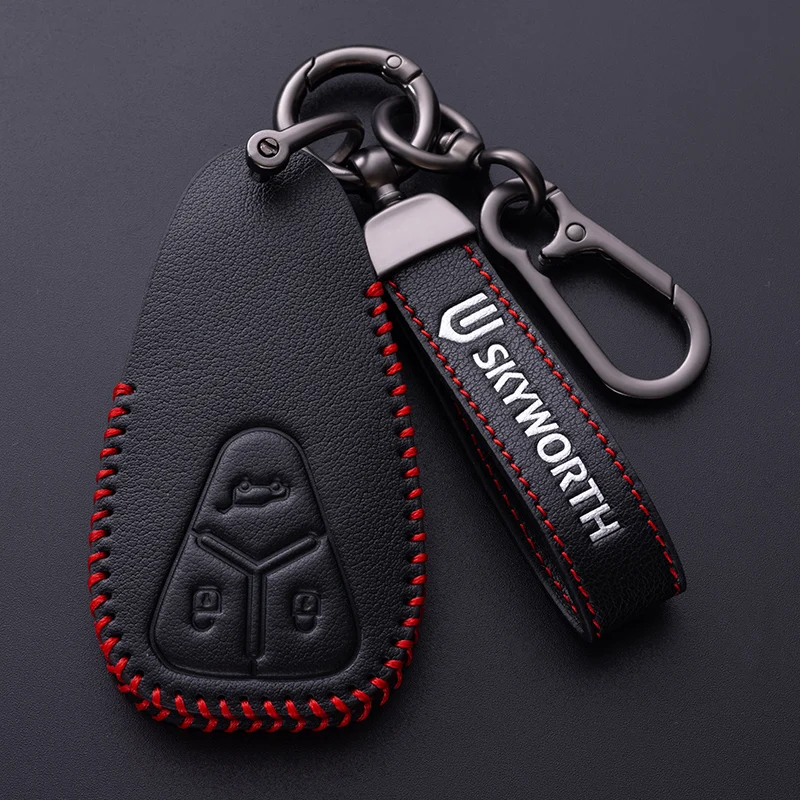 Key Fob Cover For Skyworth HT-i EV6 ET5 2023 Leather Key Case Key Chains Car Accessories