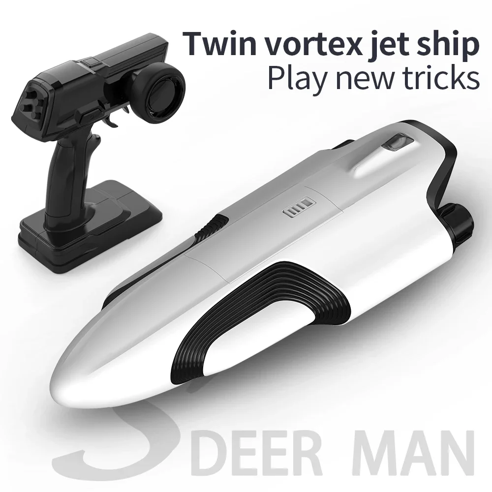 قارب S2 للتحكم عن بعد عالي السرعة وطويل التحمل لعبة مائية نفاثة مزدوجة الدوامة قارب تنافسي