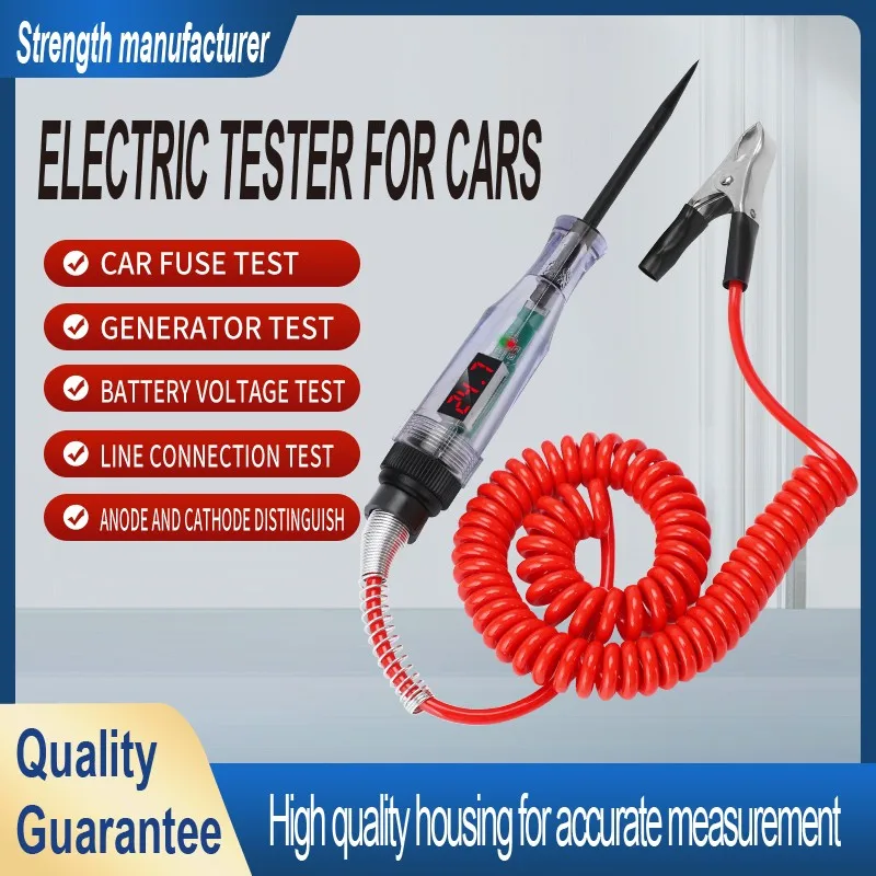 Car Voltage Tester 3-48V Digital LED Automotive Circuit Test Pen With Spring Wire and Voltage Display