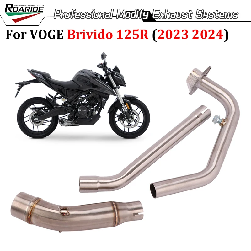 Slip On For VOGE Brivido 125R 2023 2024 Motorcycle Exhaust System Modify Front Mid Link 51MM Muffler Esacpe Moto Pipe Head Tube