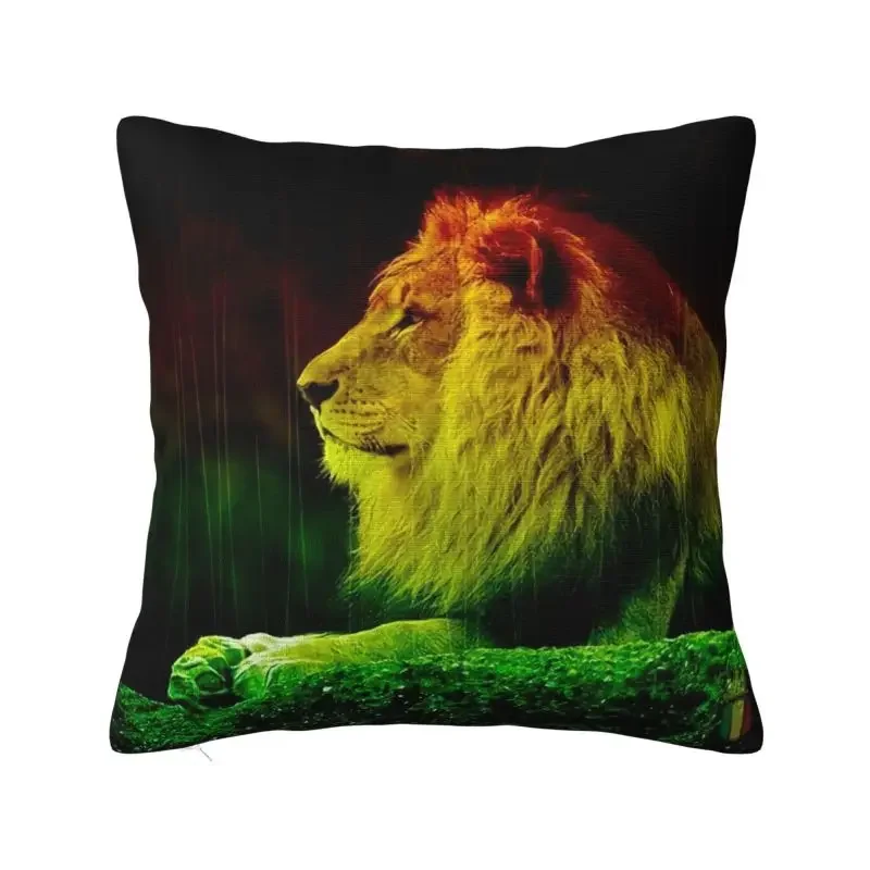 Luxury Jamaica Rastafarian Reggae Rasta Lion Sofa Cushion Cover Velvet Jamaican Proud Throw Pillow Case Living Room Decoration