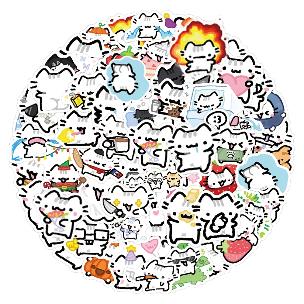10/30/90pcs Colorful Little Cat Cartoon Stickers Aesthetic Cute Animal Cartoon Decals Funny Graffiti Diary Scrapbook Stationary