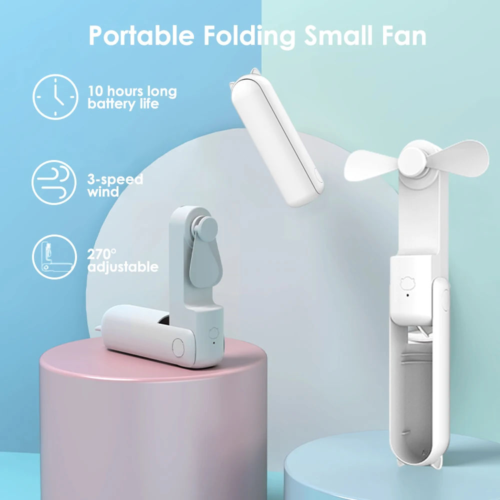 Mini Fan 3 IN 1 Rechargeable Hand Portable Fan For Home Foldable Small Fan with Power Bank Function Cooling Fan