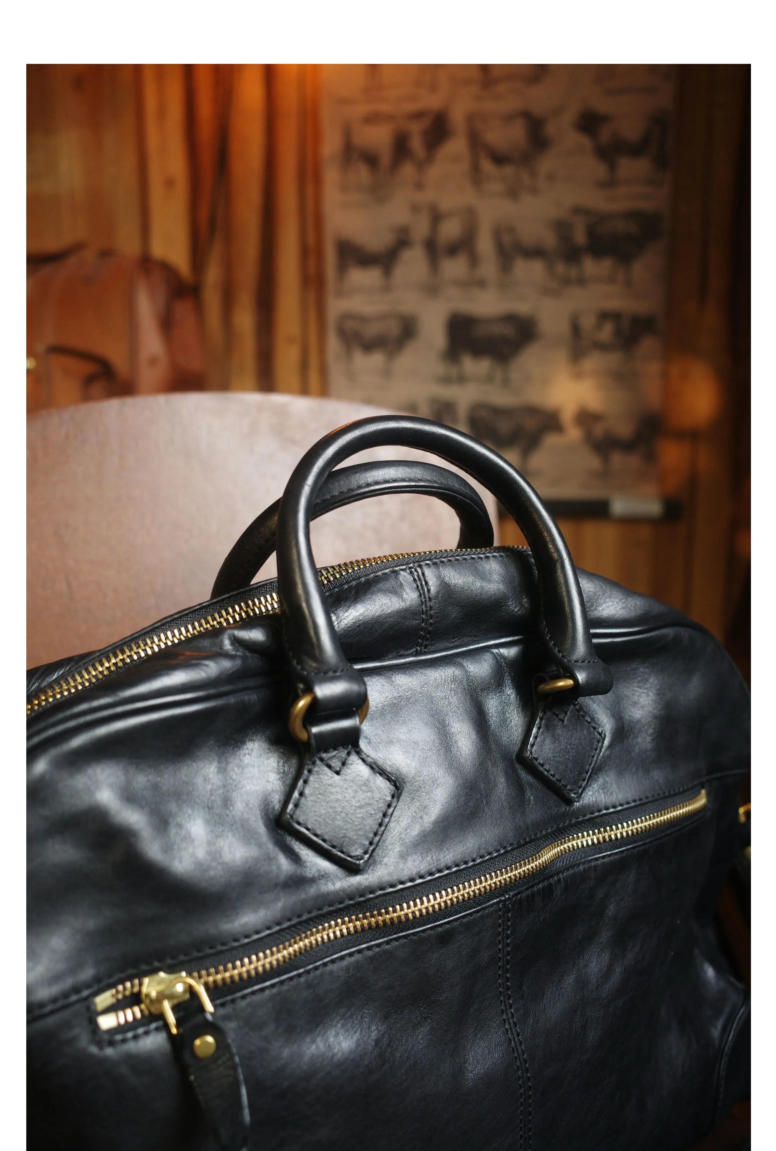 PNDME Business schlichte, pflanzlich gegerbte Rindsleder-Damen-Aktentasche, lässige Reise-Luxus-Handtasche aus echtem Leder für Laptops. – Detail 17