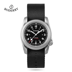 BODERRY, relojes de campo para hombre, reloj de pulsera de buceo mecánico automático de titanio de la mejor marca, reloj militar resistente al agua de 100M para hombre