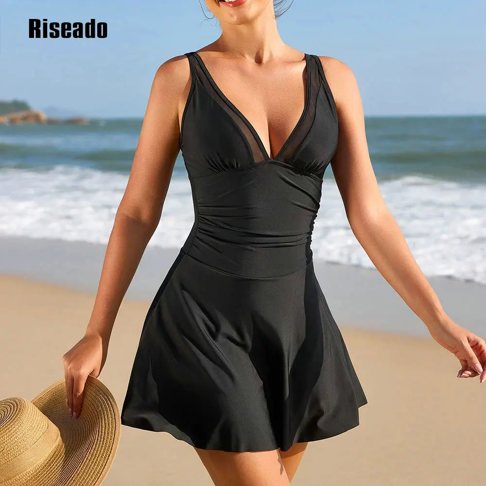 

Big Size Women One Piece Swimsuit Tummy Control Swim Dress Bathing Suit Mesh Sheer Slimming Sarong Wrap Sexy Swimswear