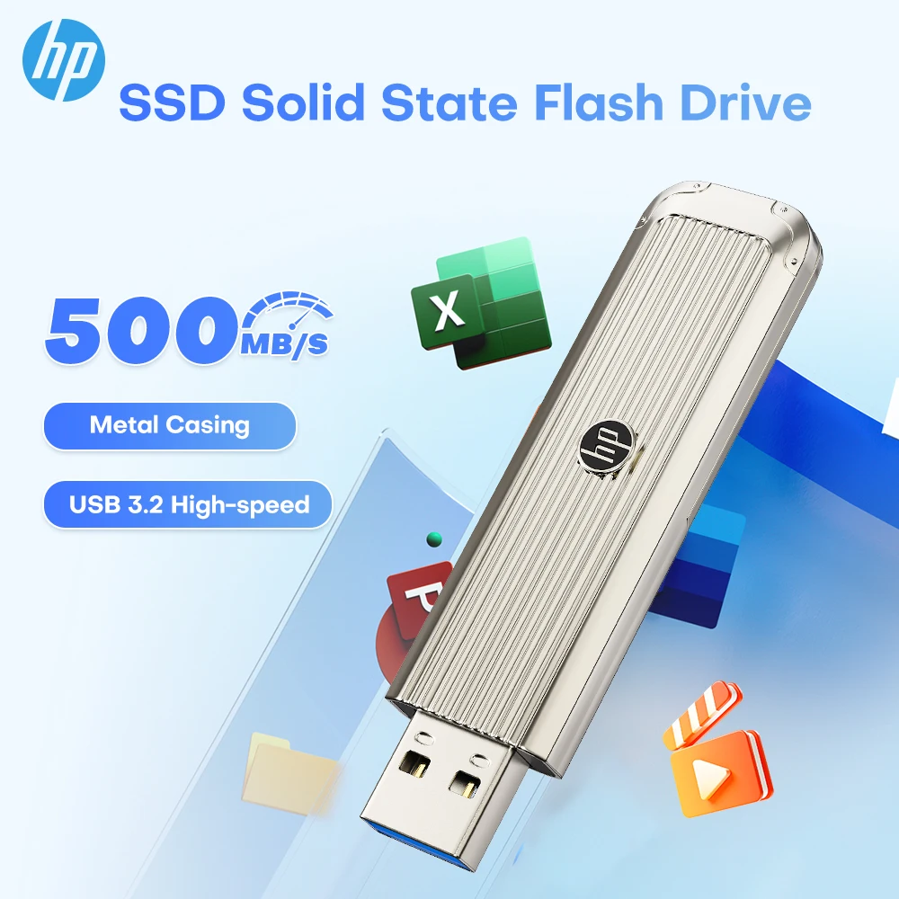 

HP SSD 1 ТБ USB-флеш-накопитель USB3.2 Флэш-накопитель USB 256 ГБ 512 ГБ Высокоскоростной внешний твердотельный накопитель 500 МБ/с Портативный USB-диск