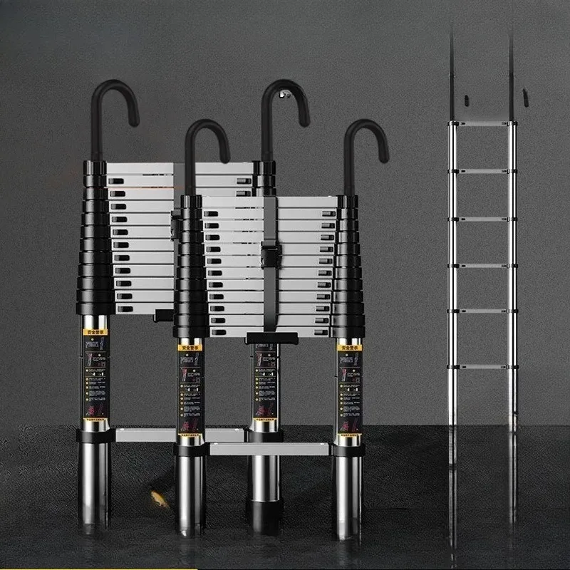 5.1m Aluminum Telescopic Ladder Folding Step Multi-Use Non-Slip Collapsible Inward Sliding Retraction Extension Ladder