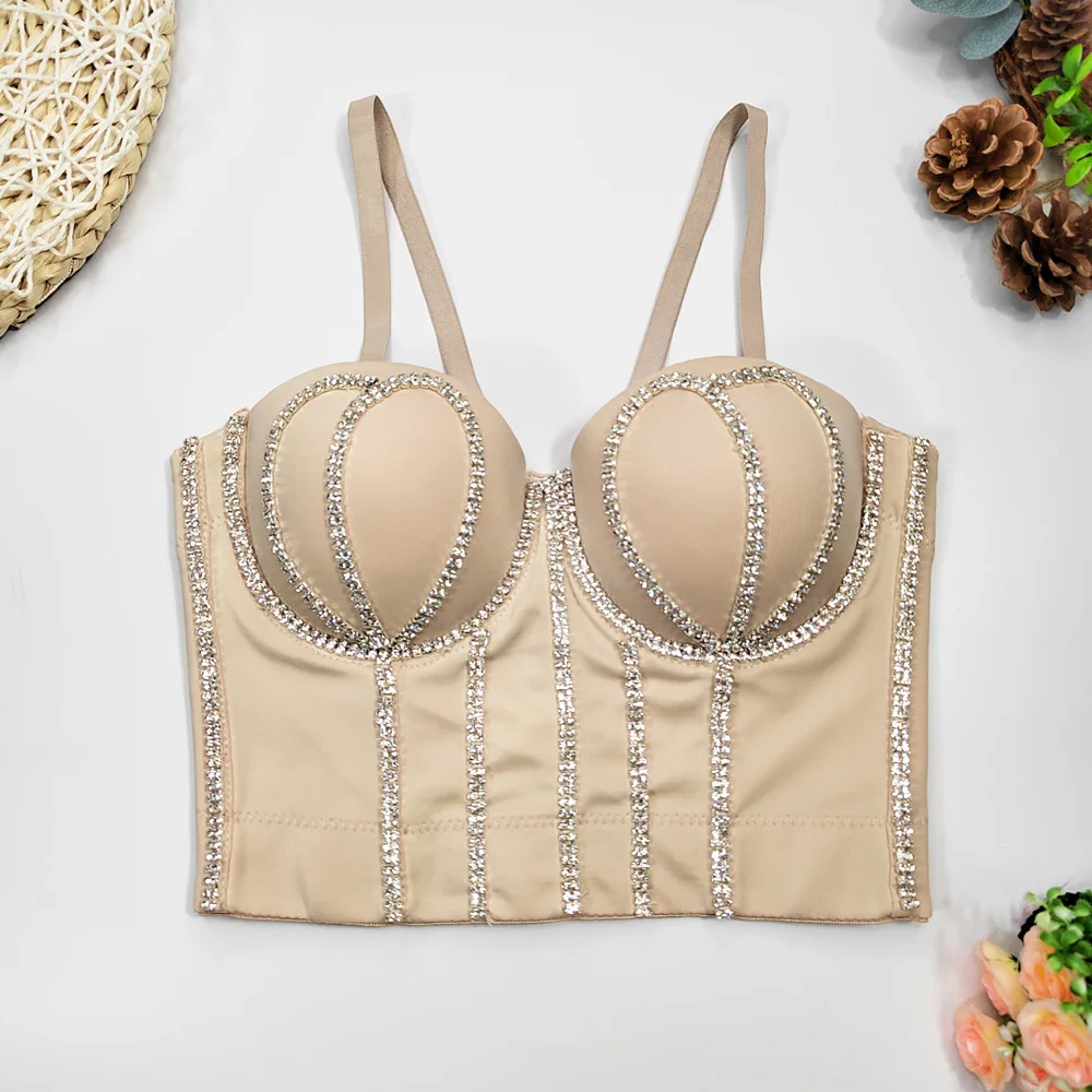 French Fishbone Beaded Sequined Wrap Top For Women, Stage Design-Inspired Niche Shaping And Gathering Bodysuit