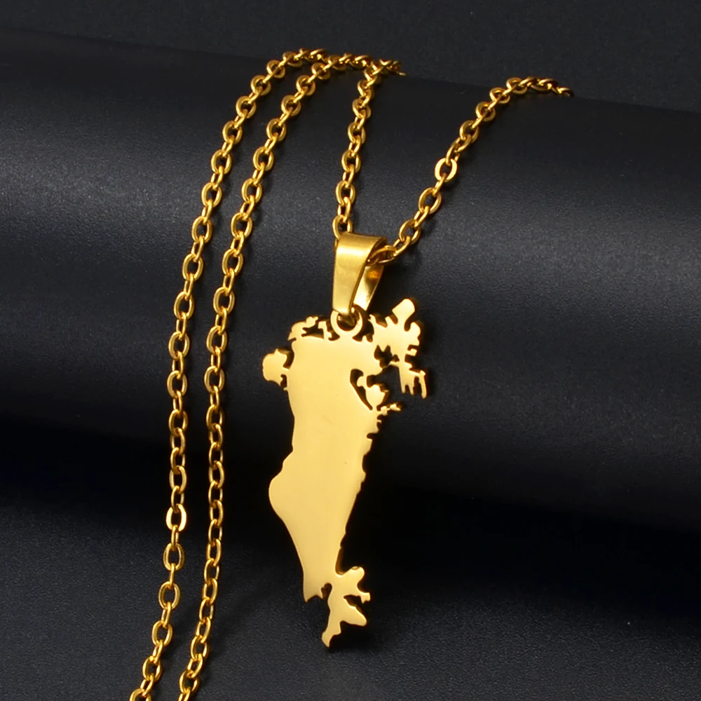 Anniyo The Kingdom of Bahrain Map Pendant Chain Necklaces Jewelry #322501