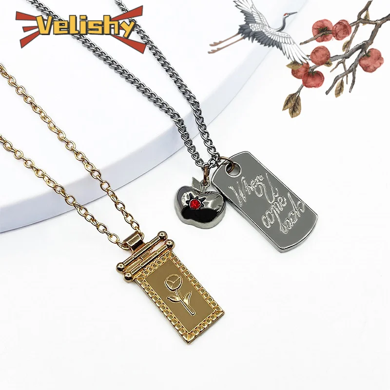 Love And Deepspace Caleb Personalized Creative Game Peripheral Metal Square Necklace Cartoon Alloy Clavicle Chain Gift