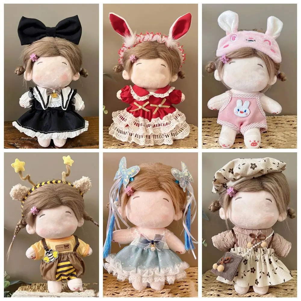 20CM Doll Clothes Cap Headdress Multicolor Miniature Dress Suit Doll Accessories Cosplay Doll Headwear Dress Set