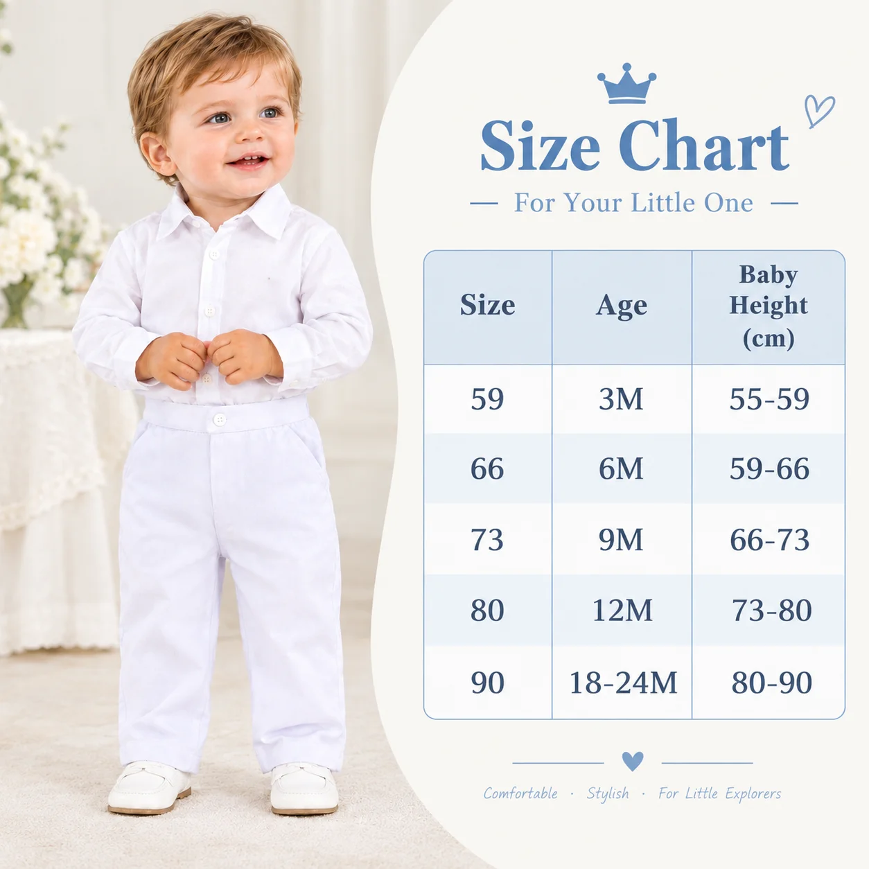 Weiße lange Hosen für Babys, Jungen, 3-24 Monate, formelle Hosen mit elastischem Bund, Anzughosen für Kleinkinder, geeignet für Hochzeiten, Partys, Geburtstage und andere festliche Anlässe. – Detail 1