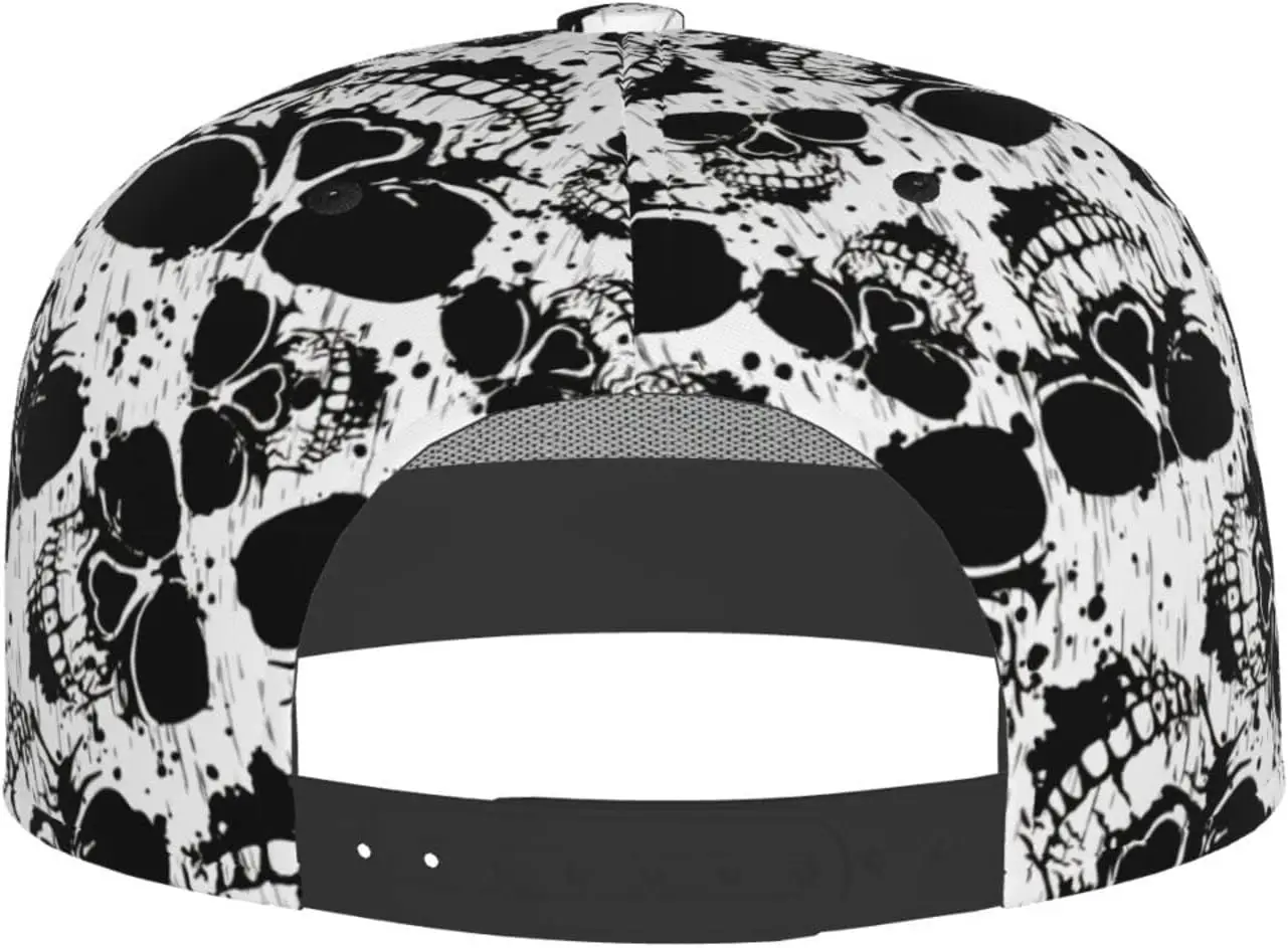 Skull Baseball Cap for Men Women Snapback Flat Bill Hip Hop Hat Baseball Hats