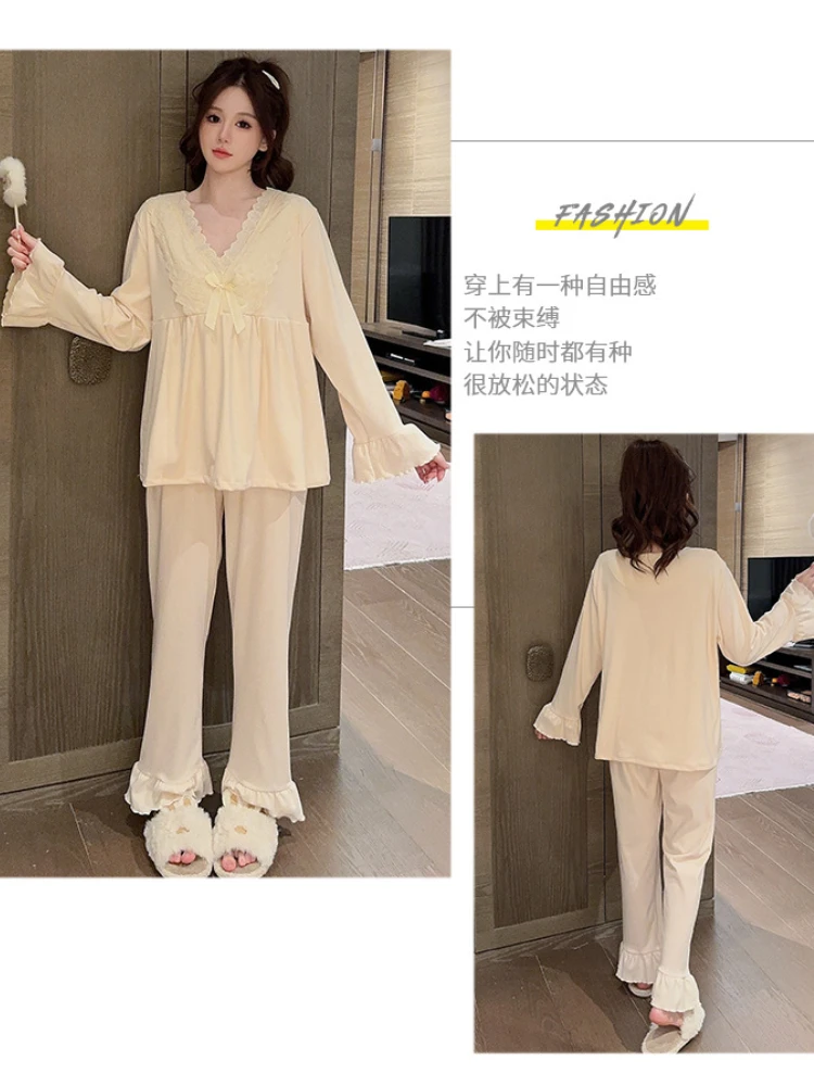 5XL Pigiama di velluto di grandi dimensioni Donna Coreano Dolce Indumenti da notte Primavera a maniche lunghe Abiti per la casa Pigiama allentato Può essere indossato all'esterno