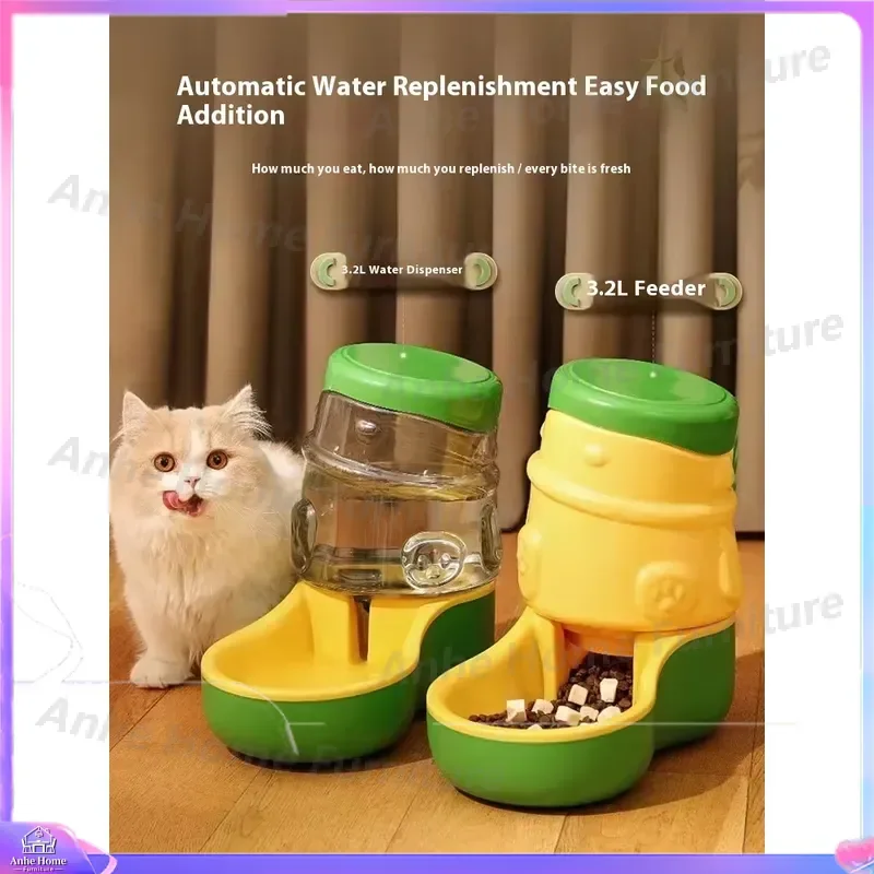 Automatic Dog Food Water Dispenser 2.5kg Portable Pet Feeder Bowl Eco Friendly Plastic IPX5 Waterproof Travel Use No Plug