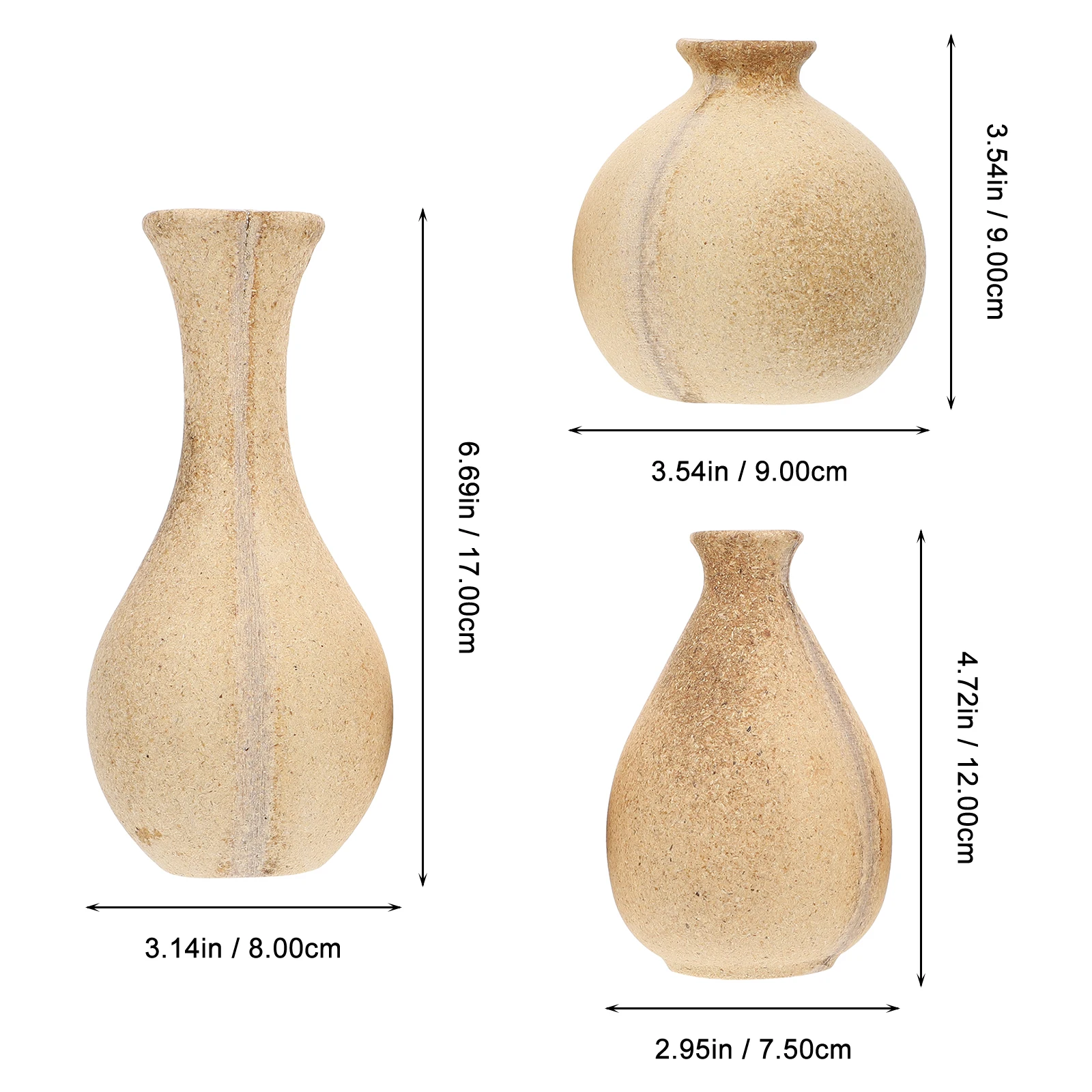 

3pcs Wooden Material Small Unfinished Vases for Home Decor DIY Flower Pot Lightweight Practical Vintage Hand Made Wood Vase