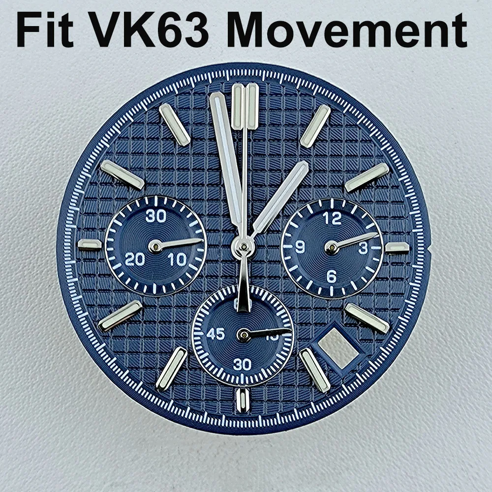 Циферблат VK63, 31,8 мм, НЕТ логотипа, циферблат с пандой, зеленый светящийся циферблат, подходит для часов с механизмом VK63, аксессуары, инструменты для ремонта