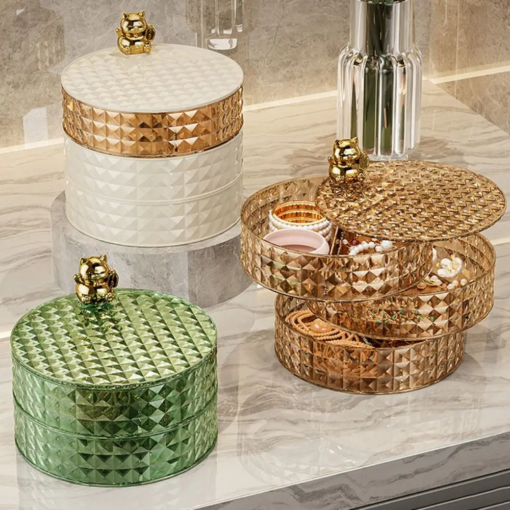 3 Layers Jewelry Display Rack Water Ripple Subzone Revolving Storage Bin Detachable Color Blocking Jewelery Organiser