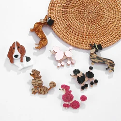 Vintage Design Acrylic Dog Poodle Brooch Fashion Lovely Animal Pets Dog Pin Brooch Decoration Jewelry Gift for Teens Girls Women