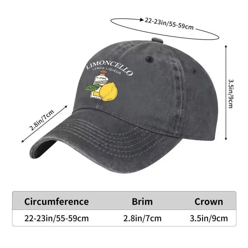 LIMONCELLO Lemon Liqueur Bottle Pattern Adjustable Baseball Cap – Vintage Lightweight Unisex Streetwear Hat