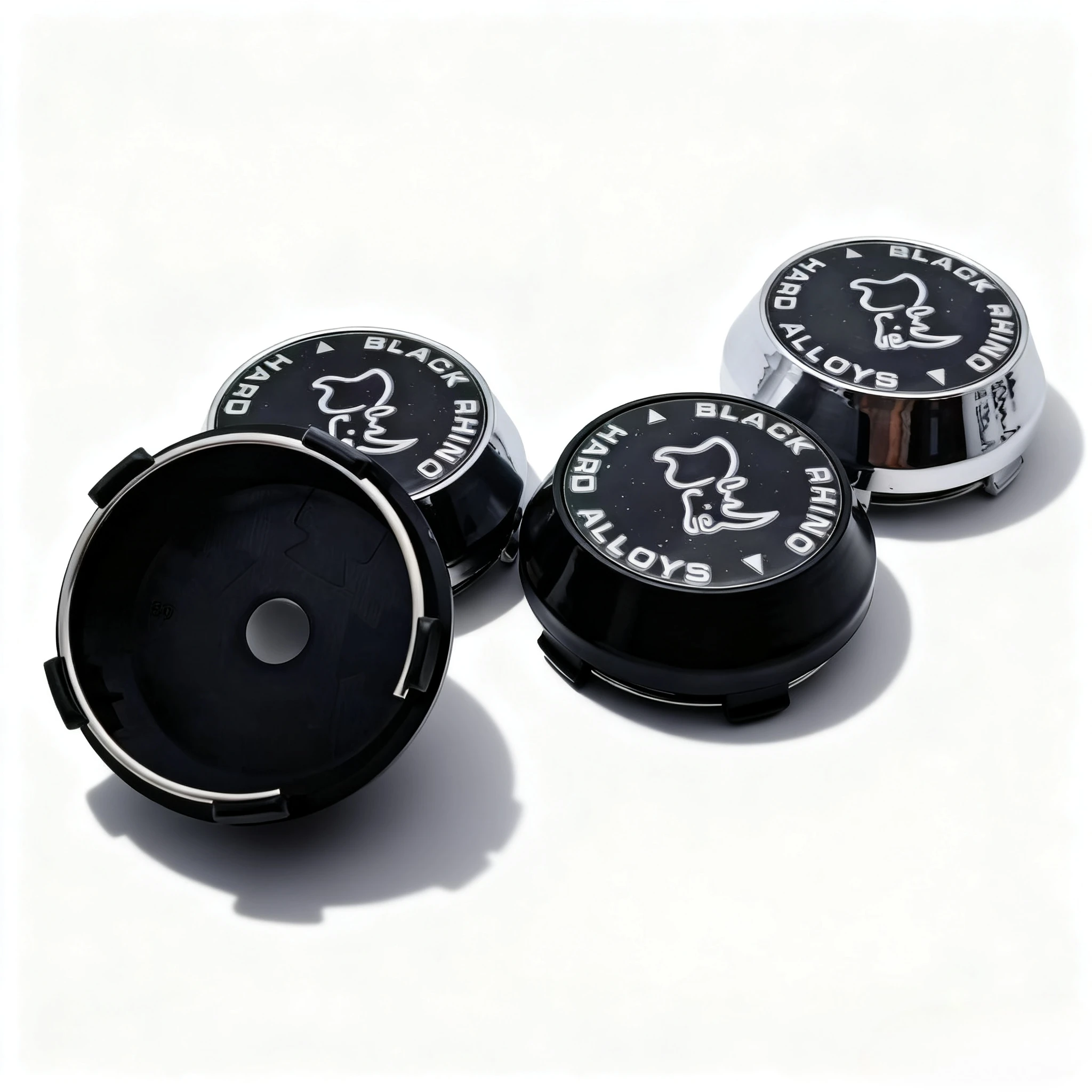 4 Stück Black Rhino Logo Emblem Auto Radnabenkappen 60 mm 56 mm Räder Nabe High Cap Nashorn Abzeichen Felgen Radkappen Abdeckung Zubehör