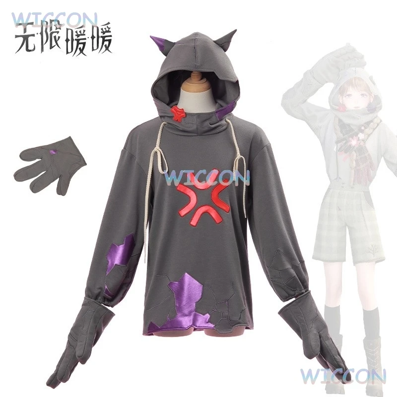 

Angry Stone Man Cosplay Hooded Sweatshirt Dark Grey Hoodie Gloves Game Infinity Nikki X Open World Women Men Halloween Roleplay