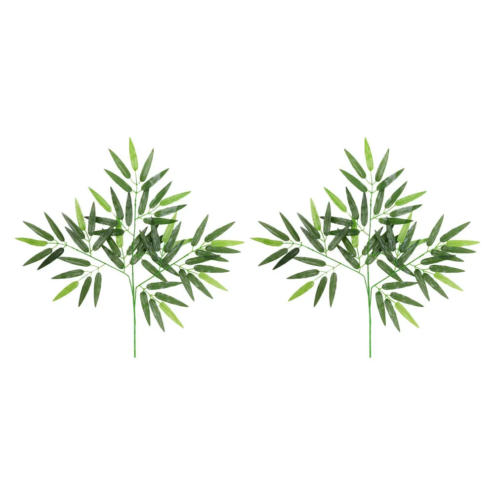 

2Pcs Simulation Bamboo Leaves Decorative Plant Accessory Green Artificial Bamboo Leaf Decor for Home Garden