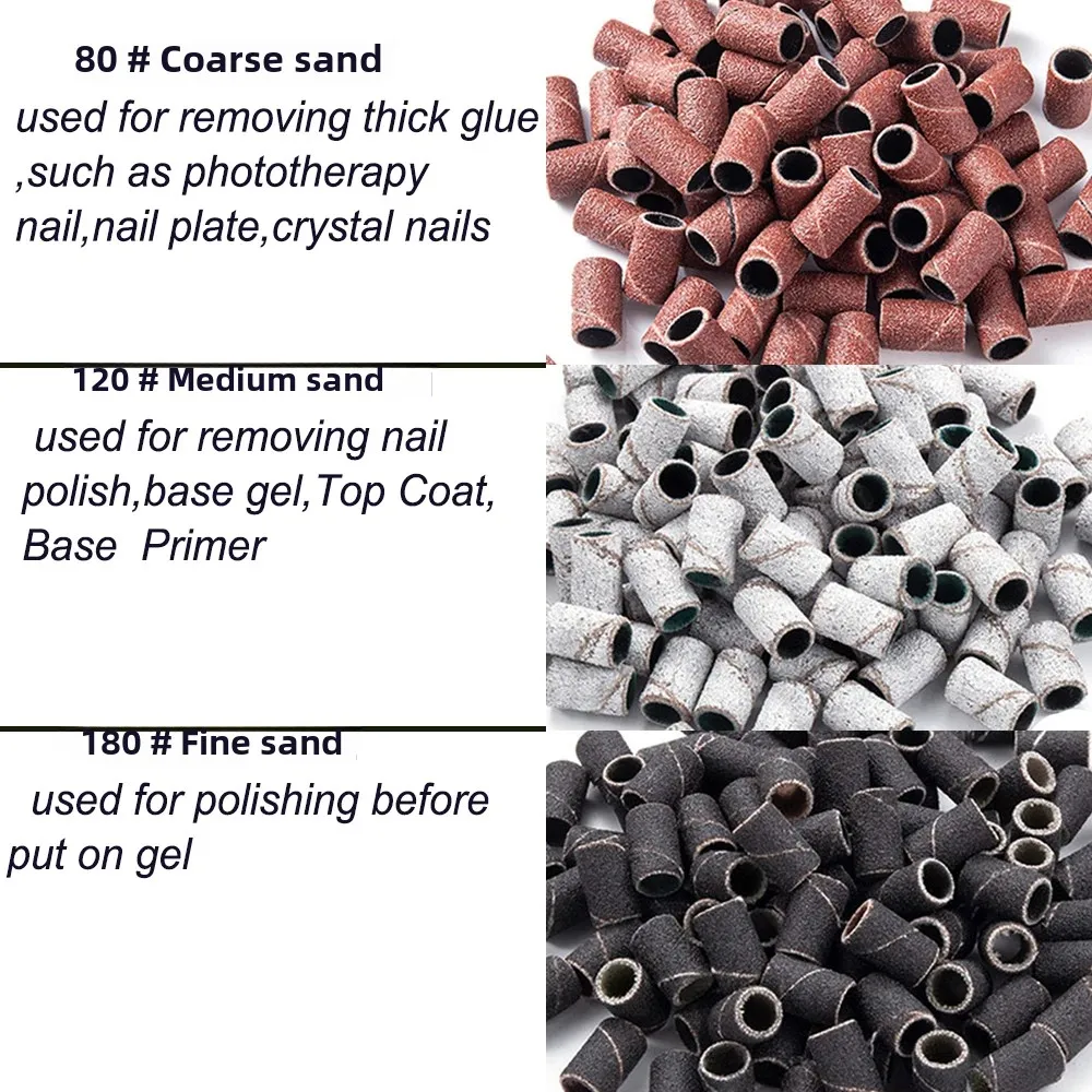 80# 120# 180# Nail Sanding Bands Polishing Pedicure Manicure Machine Accessories Gel Acrylic Polish Remover Bits