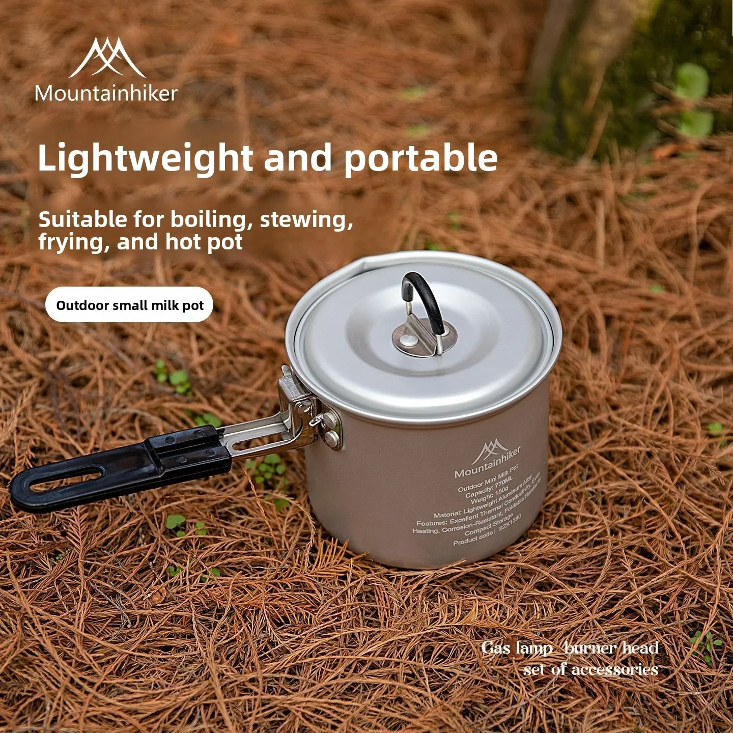 

MOUNTAINHIKER Upgrade Milk Pot Outdoor Camping Picnic Aluminum Alloy Portable Cooking Pot Lightweight Saucepan Kettle Cooking