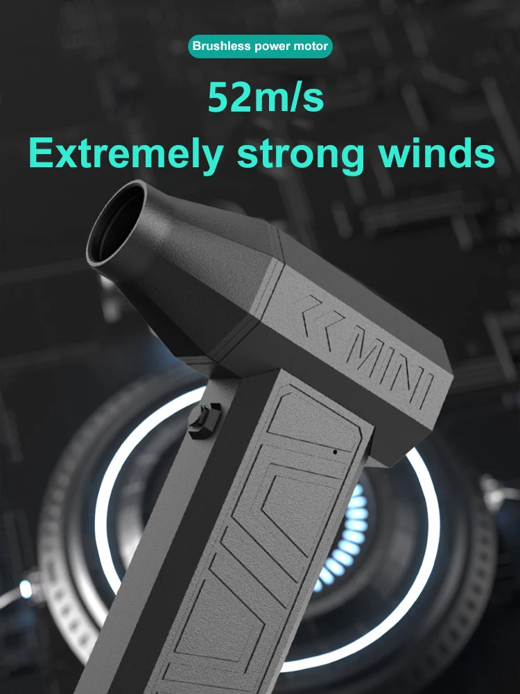 200000 Ventilador violento RPM, potente soplador de aire, aspirador de polvo, carga tipo C, vientos fuertes, soplador de chorro Turbo sin escobillas de 52 m/s