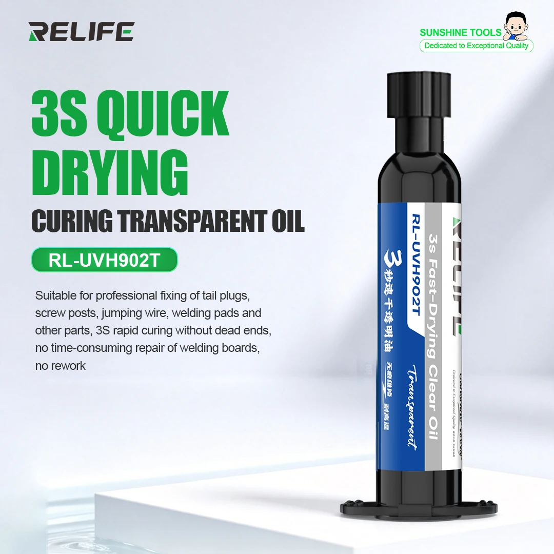 RELIFE RL-UVH902T 3S Quick Drying Transparent Oil Repair Damaged Components for Mobile Phone Repair Transparent Oil